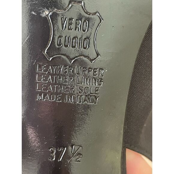 GALO Italy Black Slingback Heels 37.5 | Pointed Toe Leather Sole Dressy - Picture 7 of 8